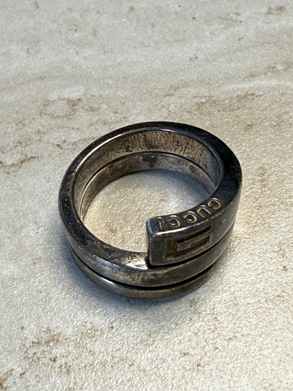 Gucci Silver G Logo Spiral Ring